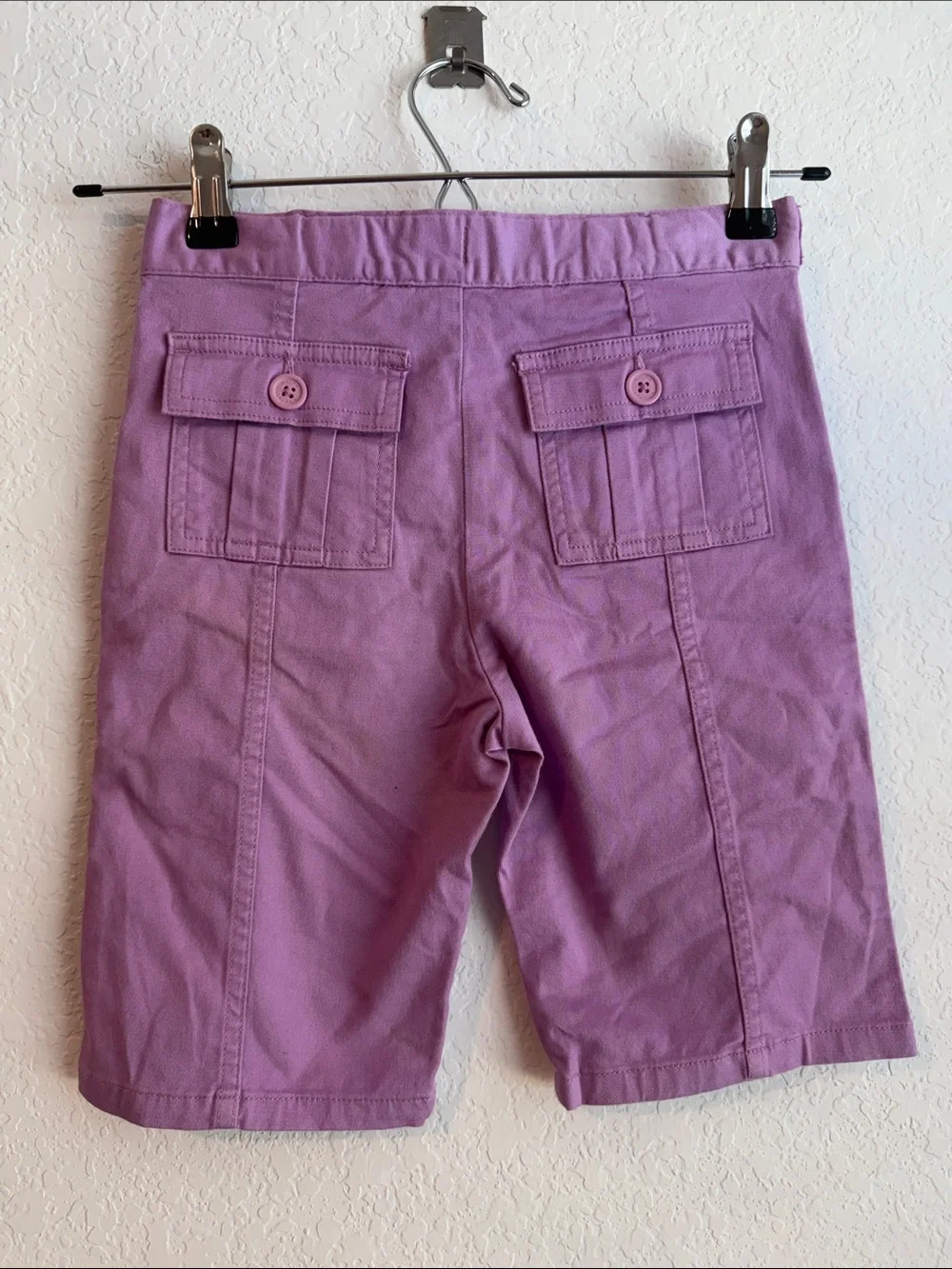 Girl's Ralph Lauren Lilac Button-Waist Bermuda Cotton Shorts